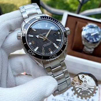 Zegarki męskie Master automatyczny mechaniczny mechanizm 007 Sky-fall szafirowe szkło przejrzyste tylna pokrywa ze stali nierdzewnej męskie zegarek