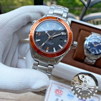 Zegarki męskie Master automatyczny mechaniczny mechanizm 007 Sky-fall szafirowe szkło przejrzyste tylna pokrywa ze stali nierdzewnej męskie zegarek