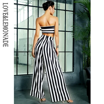 LOVE&LEMONADE Black And White Stripes High Waist Bell Two-Pieces Set LM6473-4