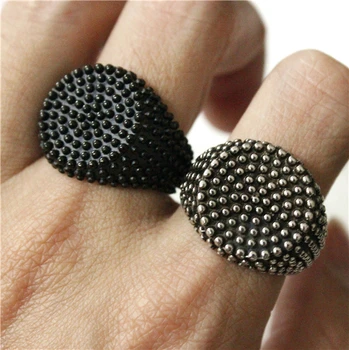 2017 niesamowity styl czarny moda szyszki kształt okrągły pierścień ze stali nierdzewnej 316L męskie kobiety indyjski styl fajne moda pierścień