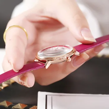 Moda damska zegarek Skórzany pasek koreański prosty osobowości chronograf kwarcowy zegarek Lady zegarek na Rękę Saat Bajan