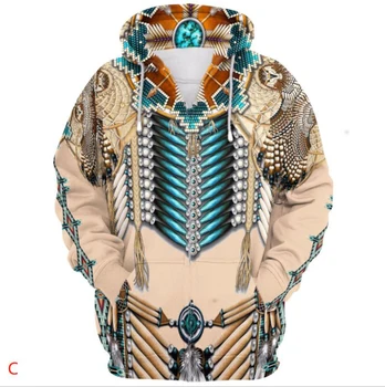 Harajuku Native Indian 3D bluzy/swetry Mężczyźni Kobiety nowa damska z kapturem Zima Jesień z długim rękawem meble ubrania pullover