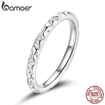 Bamoer 925 srebro próby mała Stokrotka palec pierścienie dla kobiet prosta tekstura pierścień pierścienie grupa Srebro wykwintne biżuteria GAR152