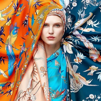 BAOSHIDI 2018 jesień Nowy satyna jedwab 88*88 duże kwadratowe szaliki, luksusowe marki oryginalny design szalik, elegancka pani prezent szal