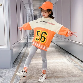 10 12 letnia odzież dziecięca z kapturem straży wiosna jesień casual, bawełniana moda sport dla dziewczyn ubranie Dzieci w strój z dwóch części