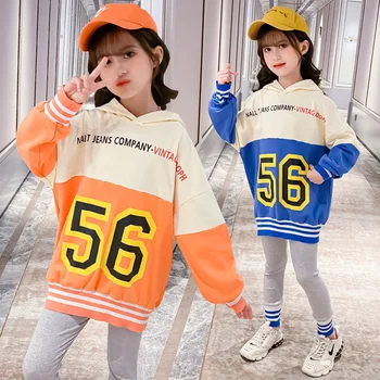 10 12 letnia odzież dziecięca z kapturem straży wiosna jesień casual, bawełniana moda sport dla dziewczyn ubranie Dzieci w strój z dwóch części