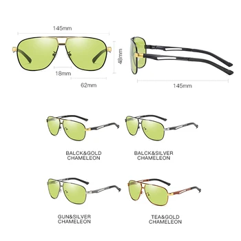 YSO 2020 zielone fotochromowe okulary dla kobiet i mężczyzn spolaryzowane UV400 przewymiarowany okulary dla kierowcy samochodu jazda okulary 8521