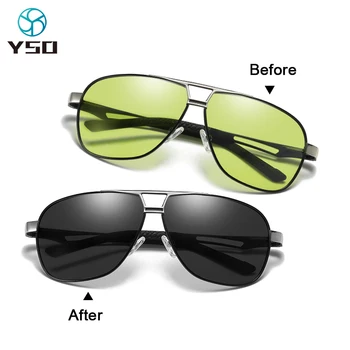 YSO 2020 zielone fotochromowe okulary dla kobiet i mężczyzn spolaryzowane UV400 przewymiarowany okulary dla kierowcy samochodu jazda okulary 8521