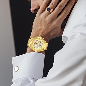 NAVIFORCE Zegarki Top Brand Men Sport zegarek kwarcowy zegarek moda męska Złoty chronograf zegarek Wodoodporny zegarek Relogio Masculino