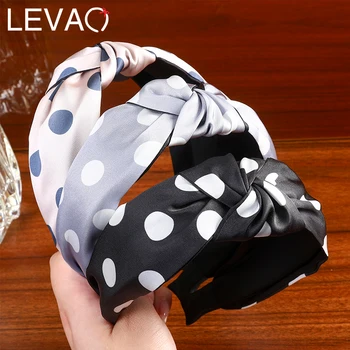 Levao Vintage Hairband Women Round Dot Cloth Wide Side Center Knotted Opcje Adult Hair Hoop for Girls Hair Accessories