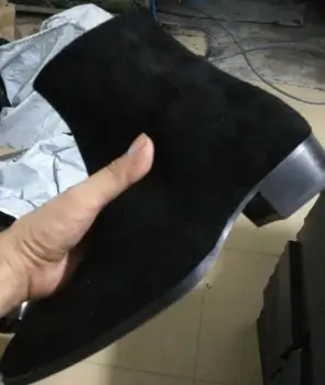 FR.LANCELOT 2020 nowe zamszowe skórzane męskie botki zapinane na zamek buty chelsea czarne zamszowe botki męskie moda vintage buty wieczorowe