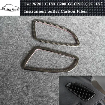 Włókna węglowego narzędzie biurko klimatyzacja wentylacyjne naklejki dekoracyjne wnętrza dla Benz W205 C Class C180 C200 GLC260