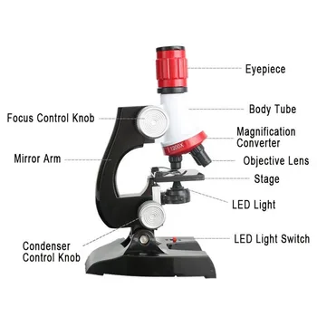 1200X dzieci mikroskop zestaw i 12pcs przygotowanych próbek biologicznych slajdy laboratoryjne narzędzia nauka zabawki edukacyjne prezent dla dzieci