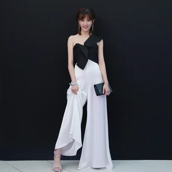 Nowa dostawa Cap sleeve Black white Sexy Evening dress 2021 Robe de soiree abendkleider tanie sukienka abiye Evening dress