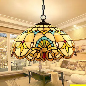 Barokowy Tiffany lampy wiszące witrażowe obwodu oświetlenia lampa wisząca dla domu salon z jadalnią żarówki E27 110-240v