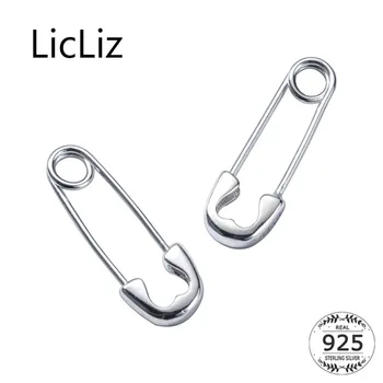 LicLiz nowe hoop kolczyki 925 srebro dla kobiet proste białe i czarne złote spinacze biżuteria mały i duży rozmiar LE0557