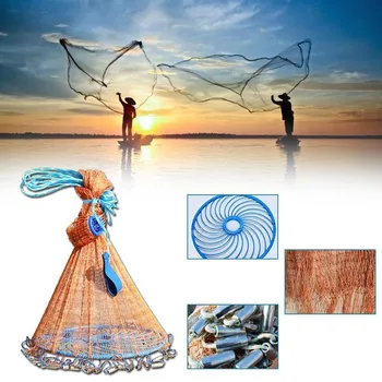 1szt Finefish Catch Fishing Net Cast Nets Water Hand Throw Fishing Small Network 240/300 Fly Gill Specification Mesh Net R9V9