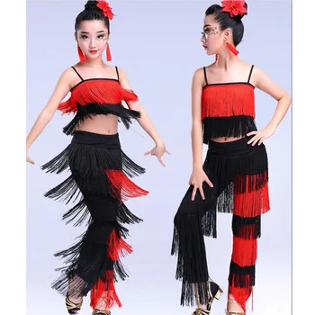 Kolory Dziewczyny latin dance sukienki balowe stroje dzieci pędzelkiem sceniczna odzież sukienka cekiny salsa Samba stroje taneczne dla dzieci