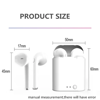I7s Tws bezprzewodowe słuchawki Bluetooth, Słuchawki głośnomówiący w uchu, sportowy zestaw słuchawkowy z ładowarką do smartfonów