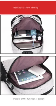 Kradzież laptopa, torby podróżne dla nastolatek plecak szkoła 15.6 nylon kabel USB do ładowania dla kobiet anty-calowy męski college WANGKA dla