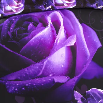 3D fioletowe róże kwiaty zestaw pościeli 2/3 szt. poszwa zestaw z наволочками dziewczyny kobiety koce sypialnia wystrój miękkie pościel