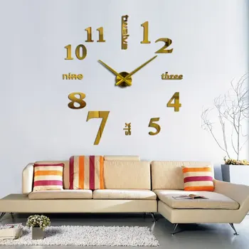 Oversize zegary ścienne, artystyczne zegar, głupie, zegar cyfrowy DIY, 3D lustrzane naklejki, zegary z dużym numerem, dekoracje do domu