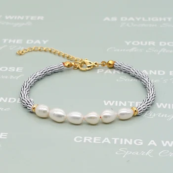 GO2BOHO słodkowodne perły bransoletki kobieta bransoletka zroszony bransoletki biżuteria Boho biżuteria naturalne perły prezent dla dziewczyny