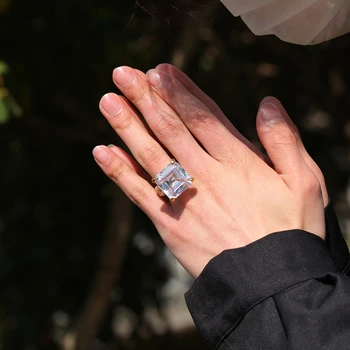 Pełna wieczność obrączka pierścienia duże kwadratowe krople wody dla kobiet CZ betonowa proste biżuteria obrączki prezenty
