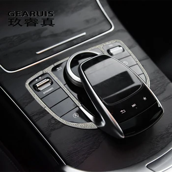 Stylizacja samochodu Mercedes Benz C Class W205 GLC X253 diamond środkowa konsola multimedialna mysz przycisk przełączania pokrywa wewnętrzna naklejka