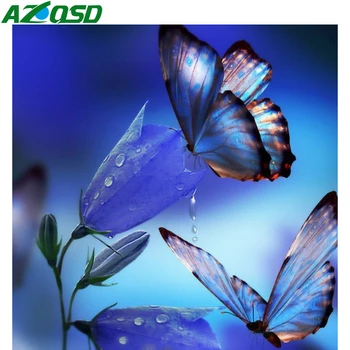 AZQSD 5D Diamentowa haft motyl kwiat Diament artystyczna, malarstwo, zwierzę, sztuka, rękodzieło prezent rękodzieło dekoracje do domu