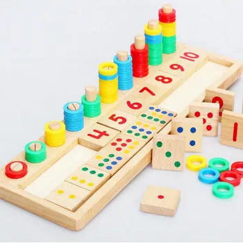 Montessori Arytmetyczna Zabawka Tęczowy Koło Domino Przedszkole Edukacyjne Liczenie I Układanie Deski Drewniane Przedszkolna Matematyczna Zabawka