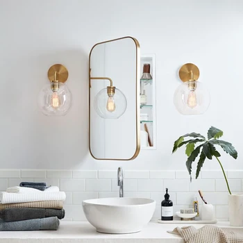 Nordic przezroczyste szkło nowoczesne kinkiety sypialnia lampki nocne łazienka ścienne kinkiety salon korytarz balkon ścienne oświetlenie