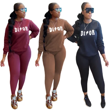 ZOOEFFBB Sexy Fall Two Piece Set Long Sleeve Top and Sweatpants Outfits Matching Sets for Women Clothes Lounge Wear Tracksuit