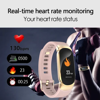 LIGE Sport Smart Bracelet Women Men Wodoodporny Smart Watch Heart Rate Blood Pressure Krokomierz Smart Wristband dla Androida i iOS
