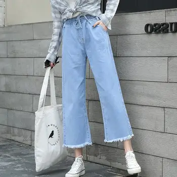 Damskie Dżinsy-Dzwony Z Wysokim Stanem Dla Kobiet Spodnie Jeansowe Vintage Spodnie O Długości Do Kostek 2019 Stretch Damskie Dżinsy