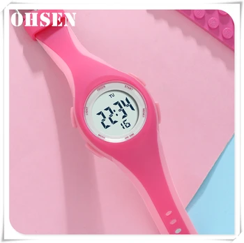 OHSEN Pink Girl Fashion Zegarki with Lovely Sweet wielofunkcyjne damskie zegarki sportowe damskie zegar cyfrowy Boy Clock Unisex Reloj