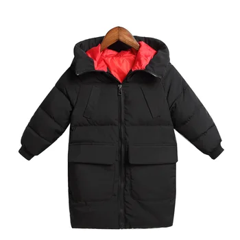 Nowe zimowe dziecięce kurtki i parki 3-12 lat chłopcy dziewczynki kurtki wiatroszczelne płaszcz z kapturem współczesna moda długie grube parki dla dzieci