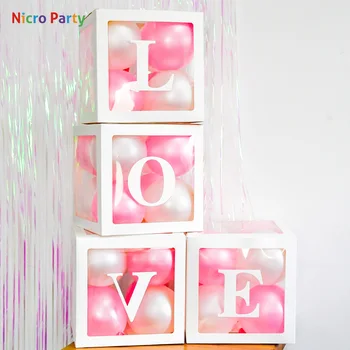 Nicro alfabet biały przezroczysty różowy skrzynia nazwa opakowania balon DIY skrzynki pocztowej Baby Shower, miłość, ślub, Urodziny wystrój