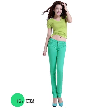 Wysokiej talii Dżinsy, moda damska jesień styl casual kolor candy ołówek legginsy obcisłe spodnie Spodnie jeans dla kobiet w 2017 gorący nowy