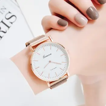 2020 Luksusowe Damskie Zegarki Magnetyczny Siatkowy Pas Codzienny Prosta Bransoletka Zegarek Kwarcowy Zegarek Damski Zegarek Reloj Mujer Relogio Feminino