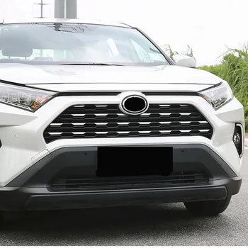 1 zestaw przedni grill wykończenie dekoracji pokrywa naklejki do Toyota RAV4 RAV 4 2019 2020 2021 stylizacja samochodu ze stali nierdzewnej do 2021 RAV4