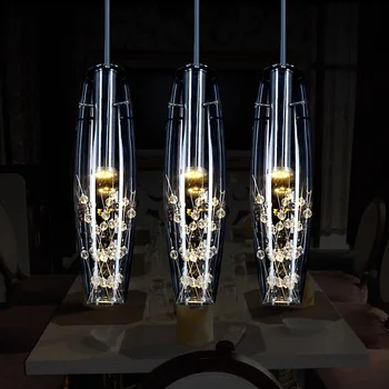 Nowoczesny, minimalistyczny led restauracyjny światło 3 jadalnia kryształowy żyrandol szklany одноголовочная kreatywny ozdobny żyrandol