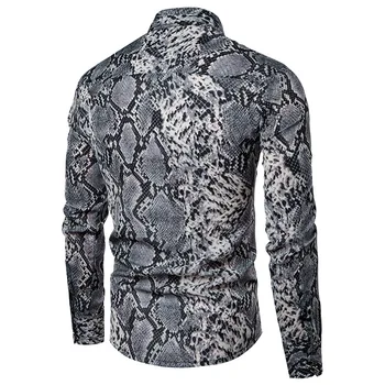 Nowe męskie koszule w wiosennej modzie wężowa print body design джентльменские koszule z długimi rękawami i wykładanym kołnierzem