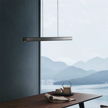 Nowoczesny długi drewniana wisząca led Iights Lighting Nordic Minimalist Aluminum simple Pendant Lamp Restaurant Bedroom Decor Luminarie