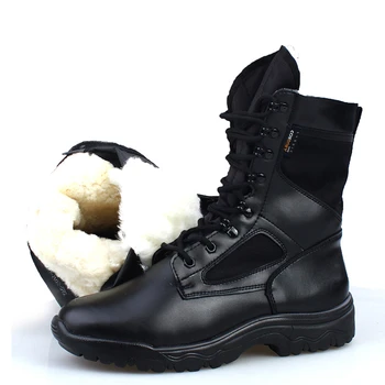 Zimowe rakiety śnieżne wojskowe taktyczne buty piesze wycieczki armia oddychająca faux futro kemping, Wspinaczka praca męskie botki 45 46