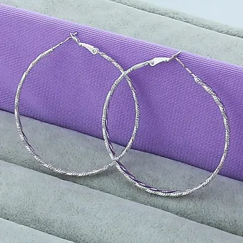 Sprzedaż Hurtowa 925 Srebro Kolczyki Prosta Moda Okrągły Koło Hula Hoop Kolczyki Kobieta 2019 Nowa Marka Biżuterii