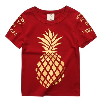 Śliczne Bawełniane Małe Dzieci Dziewczyny Złoty Ananas Top T-Shirt Wysokiej Jakości Wygodne Tkaniny Koszula Dla Dziecka Chłopca Koszulka
