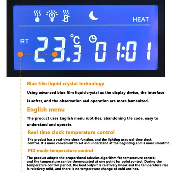 DTC-120 cyfrowy termostat regulator temperatury wodoodporny czujnik USA, UE wtyk gniazdo Niebieska taśma LCD-wyświetlacz 2-stopniowy tryb grzania chłodzenia