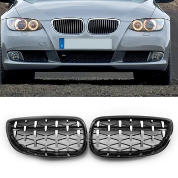Chromowany Czarny lewy prawy Diamentowa niewydolność atrapa grill do BMW E92 E93 M3 2-drzwiowa podwójna listwa sportowy styl błyszczący czarny