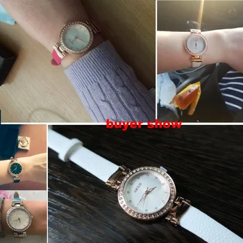 Marka KEZZI damskie zegarki damskie krystalicznie białe zegary cienkie proste skórzane Kwarcowe zegarki hurtowych